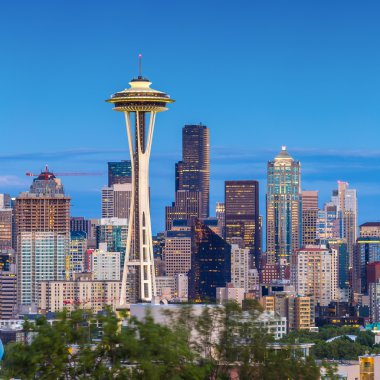 Seattle manzarası alacakaranlıkta