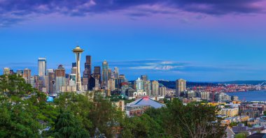 Seattle manzarası alacakaranlıkta