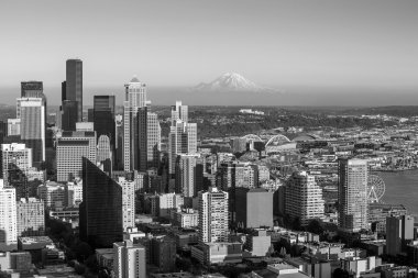 gün batımında Seattle skyline panorama 