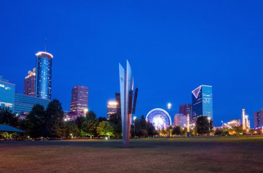 Centennial Olympic Park in Atlanta during blue hour after sunset clipart