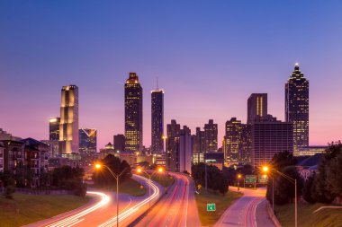 Atlanta skyline during twilight  clipart