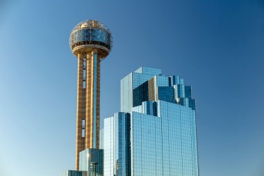 Dallas, Texas cityscape with blue sky, Texas clipart