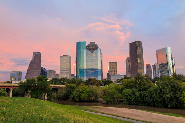View of downtown Houston at twilight