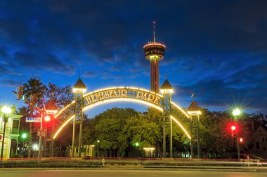 Tower of Americas at night in San Antonio, Texas clipart