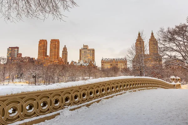 Central Park - New York City yay köprüden sonra kar fırtınası — Stok fotoğraf