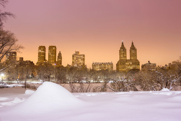Central Park after the Snow Strom Linus in Manhattan, New York