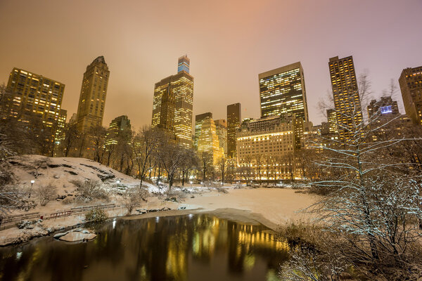 Central Park after the Snow Strom Linus in Manhattan, New York