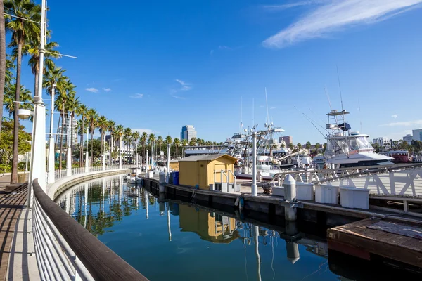 Long Beach Marina és a city skyline, Long Beach, Ca — Stock Fotó