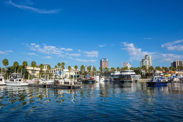 Long Beach Marina ve şehir manzarası, California.