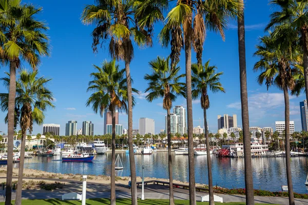 Long Beach Marina a městské panorama, Long Beach, Ca — Stock fotografie