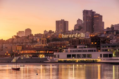 Ghirardelli Square at sunset clipart