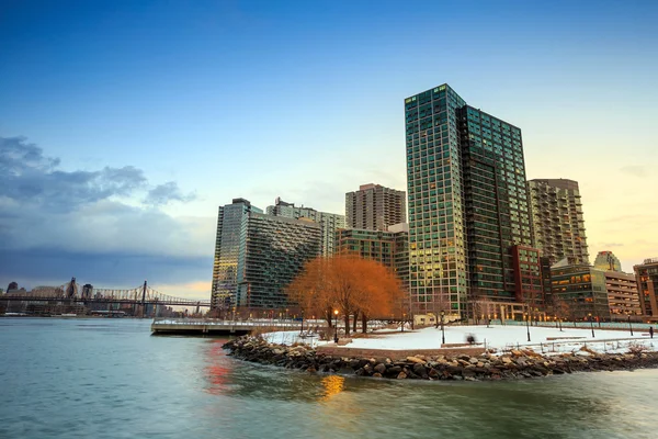 The buildings of long island in front of east river — Stock Photo, Image