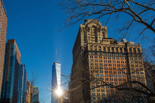 Nedre Manhattan, Udsigt fra Battery Park, New York - Stock-foto