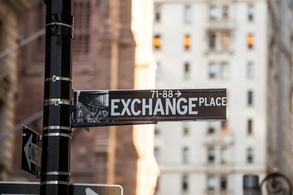 Знак Exchange місце в Нью-Йорку — стокове фото