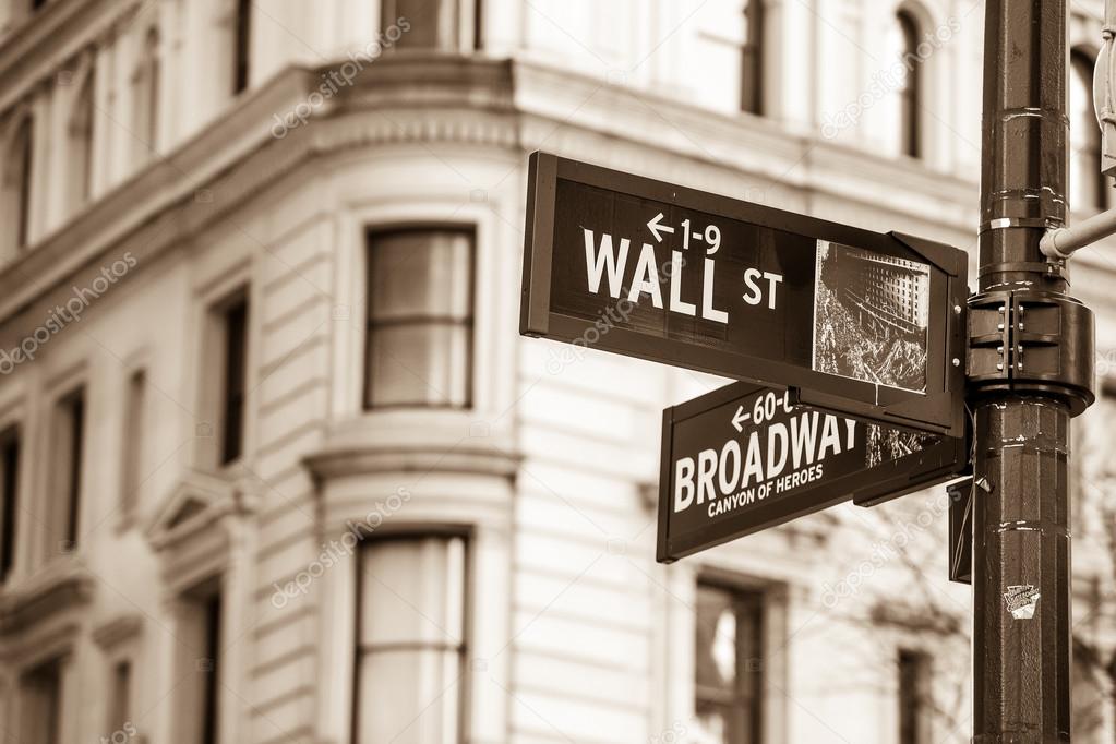 Wall street sign in New York 