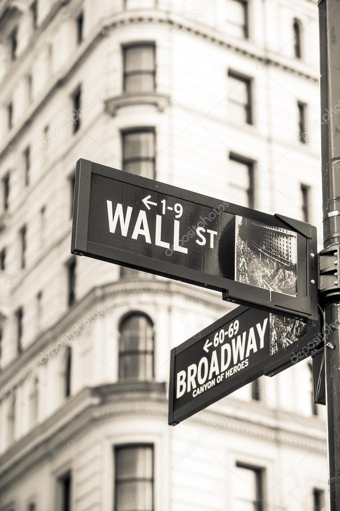 Wall street sign in New York 