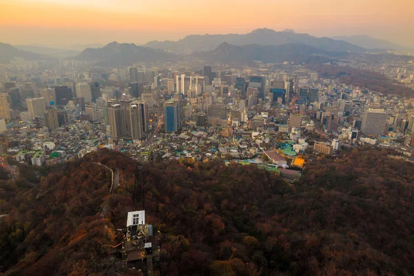 Downtown panorama Soulu, Jižní Korea — Stock fotografie