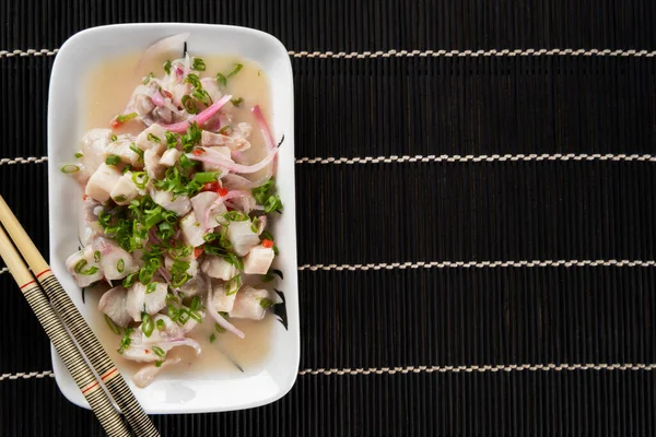 Tilapia Ceviche Mit Roter Zwiebel — Stockfoto