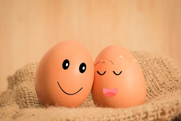 Brown eggs in love emotion vintage tone Royalty Free Stock Photos