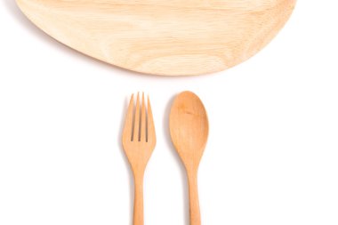 tahta kaşık ve çatal yalıtılmış zemin üzerine