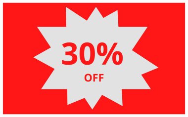 % 30 indirimli kırmızı ve beyaz etiket