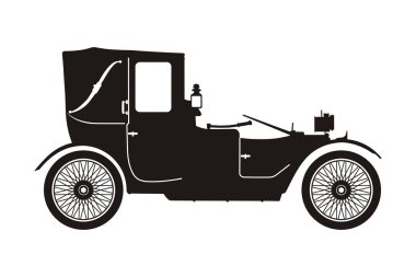 simge retro araba beyaz arka plan üzerinde siyah