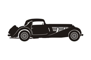 simge retro araba beyaz arka plan üzerinde siyah