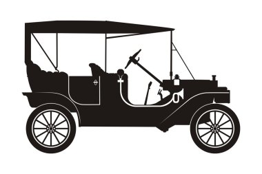 simge retro araba beyaz arka plan üzerinde siyah