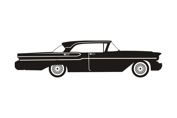 Icono retro coche negro sobre el fondo blanco — Archivo Imágenes Vectoriales