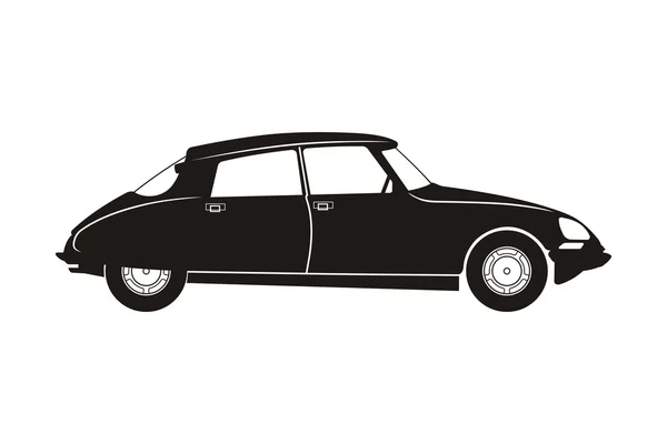 Icono retro coche negro sobre el fondo blanco — Vector de stock