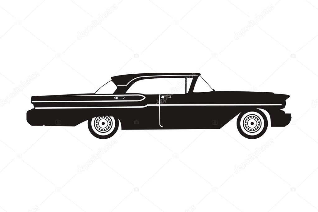 icon retro car black on the white background