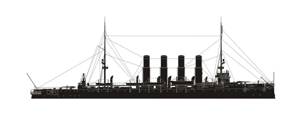 Russian Navy Cruiser aryag Vector Silhouette — Stock Vector