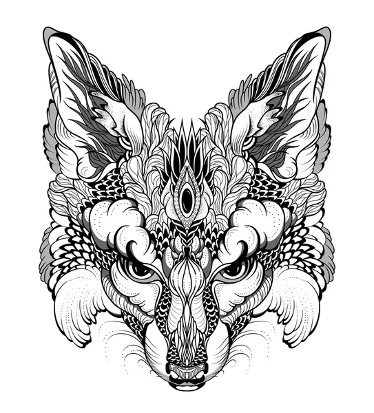 Tatuaje cabeza Fox . — Vector de stock