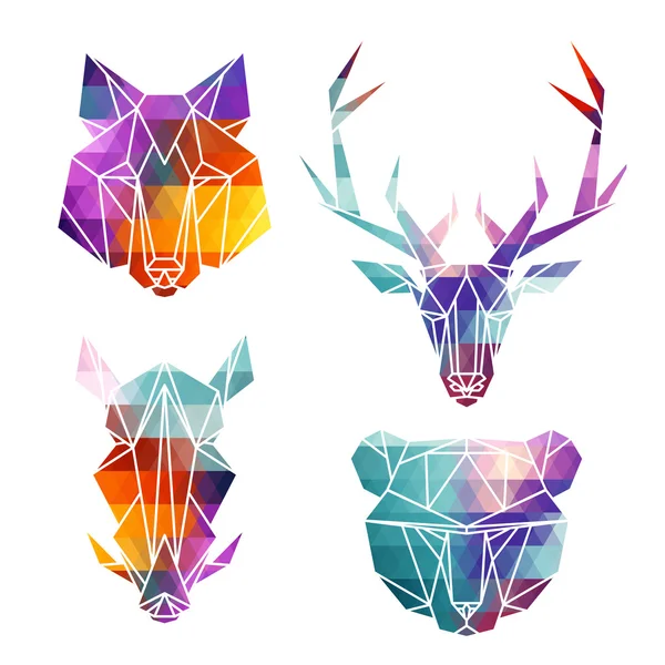 Iconos de animales brillantes — Vector de stock