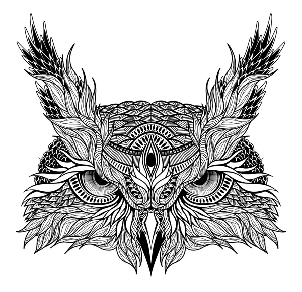 Psychedelic owl head — Stock Vector