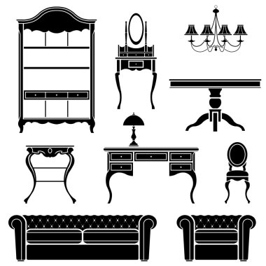 Antika mobilya siluetleri