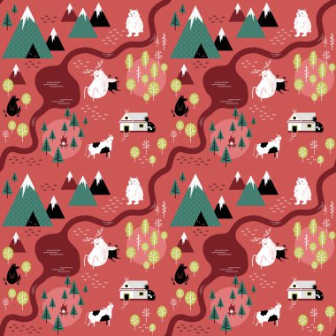 Cartoon forest - seamless pattern clipart