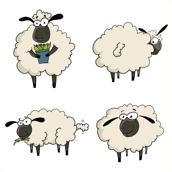 4 卡通羊一套 — 图库矢量图片