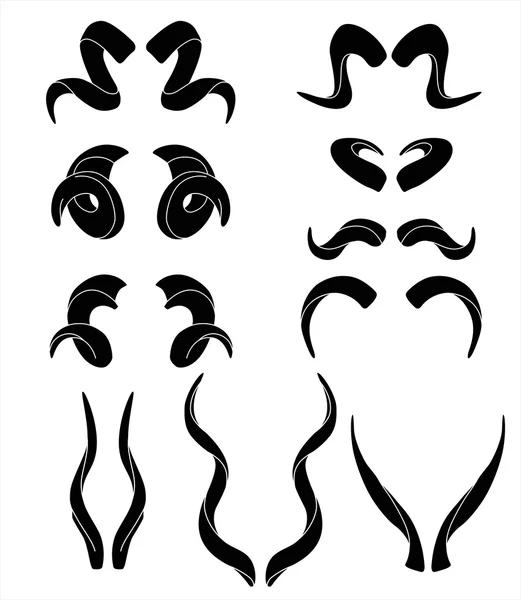 Чорні силуети рогів — стоковий вектор