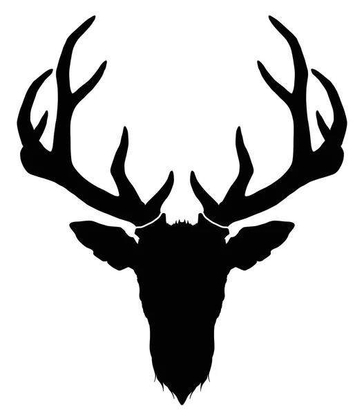 Tête de cerf avec cornes - silhouette . — Image vectorielle