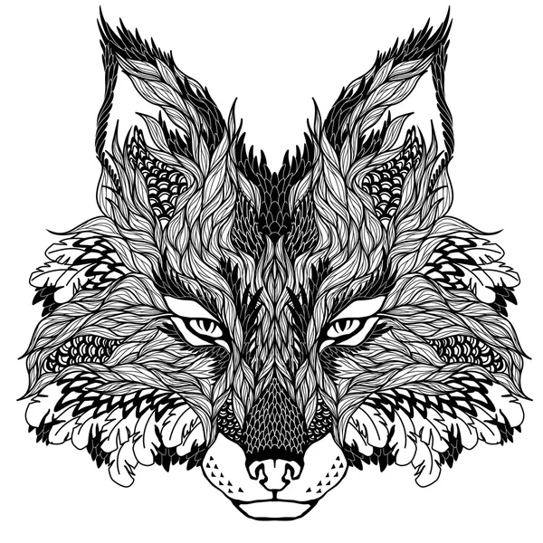 Fox cabeça tatuagem — Vetor de Stock