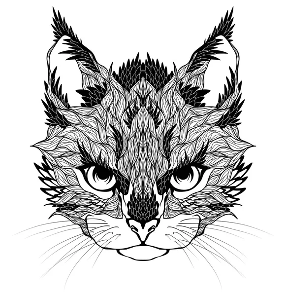 Tatuaje de cabeza CAT . — Vector de stock