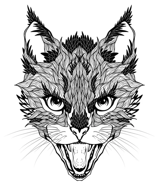 Tatouage de tête CAT . — Image vectorielle