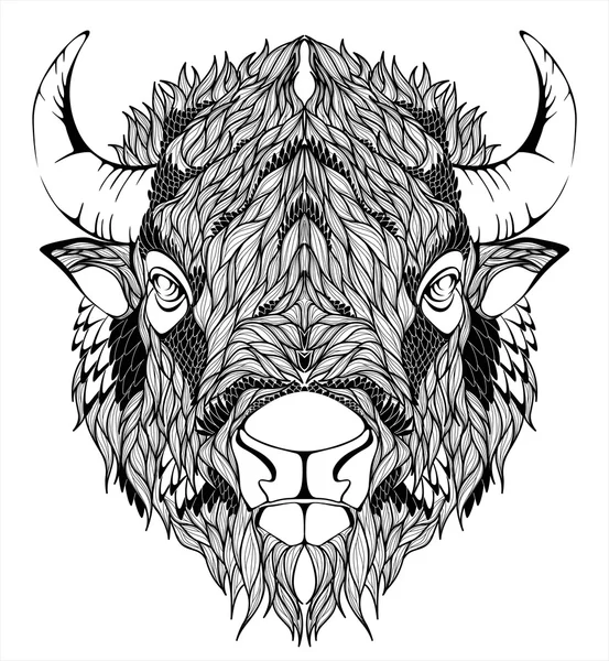 Cabeza de mascota de bisonte — Vector de stock