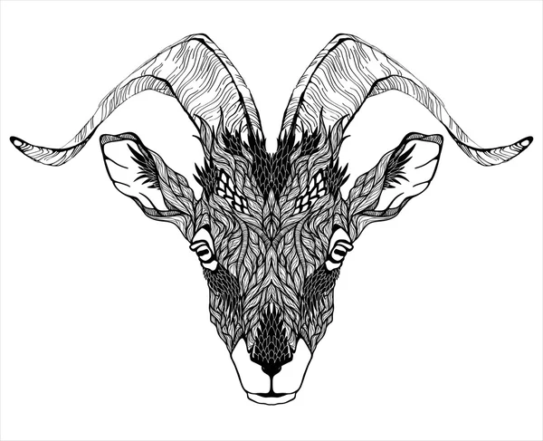 Tatuagem de cabeça de mascote de cabra — Vetor de Stock