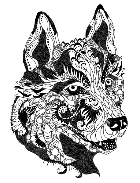 Tatuaggio testa Husky — Vettoriale Stock