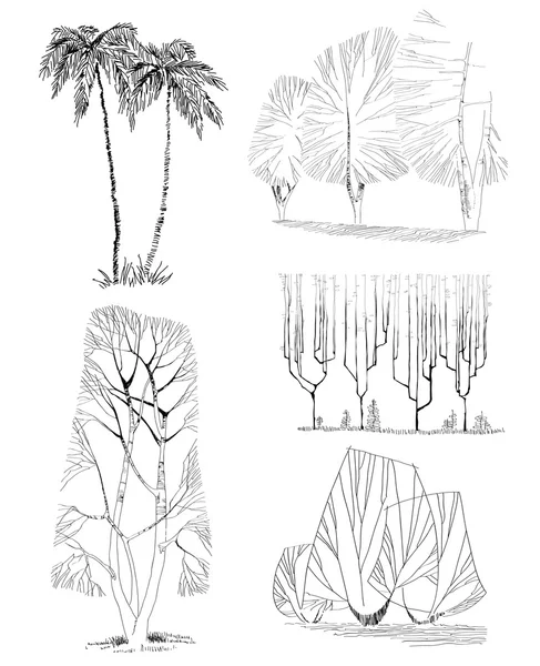 Arbres dessinés à la main — Image vectorielle