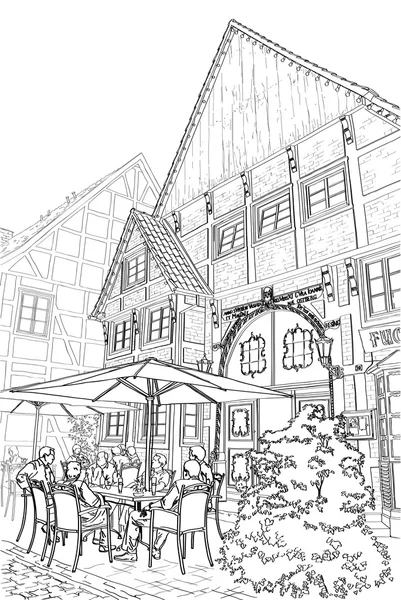 Calle en Alemania. Café callejero . — Archivo Imágenes Vectoriales