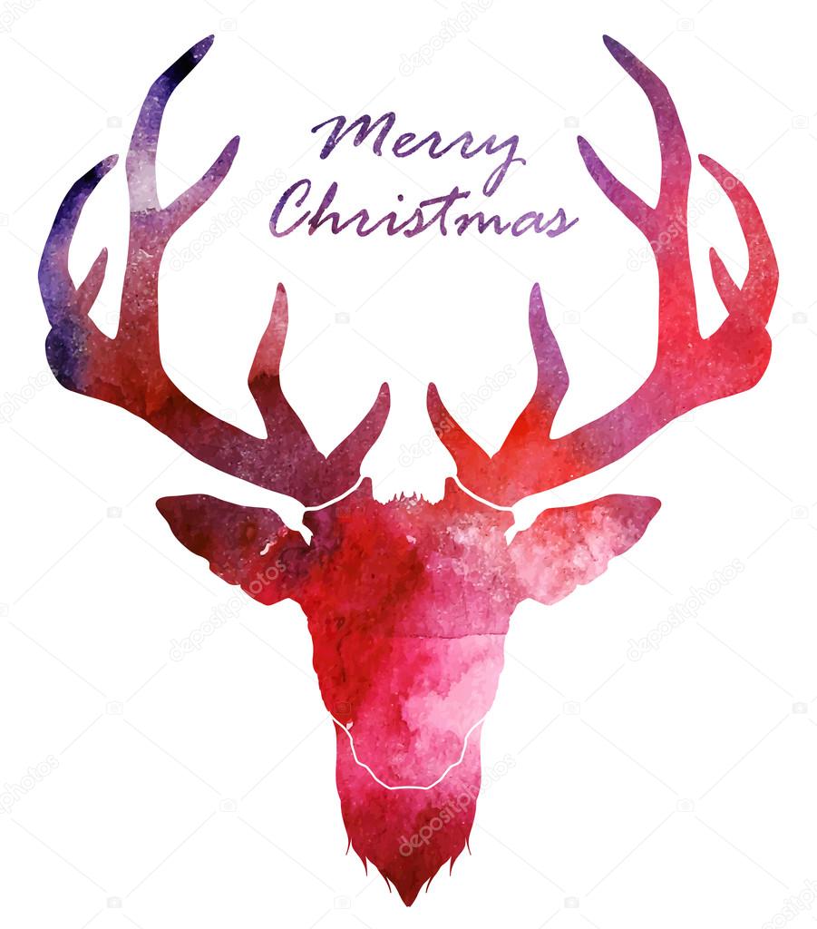 Christmas deer. silhouette