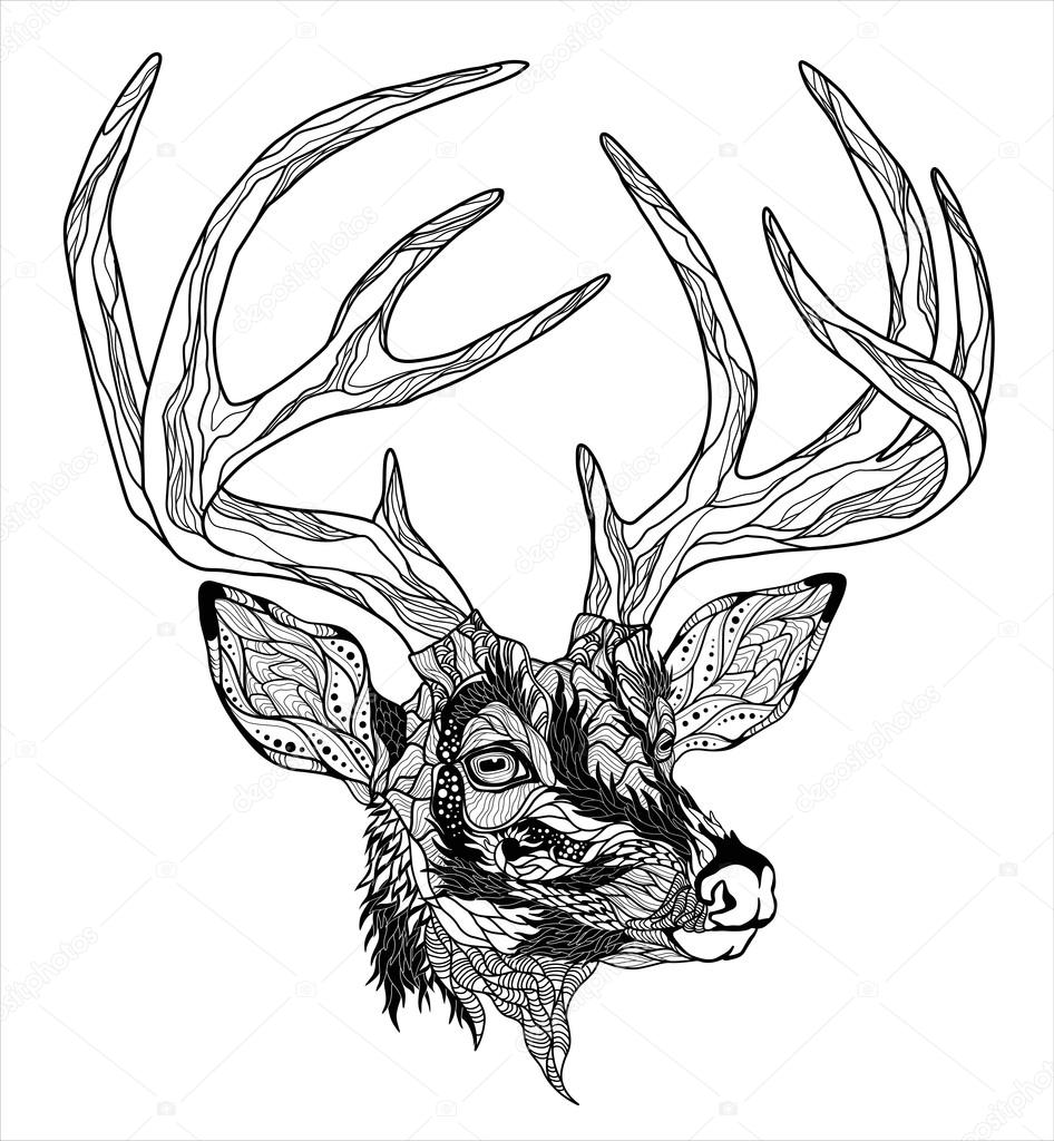 Deer head tattoo. Stock Vector Image by ©Diana_Pryadieva #67084007
